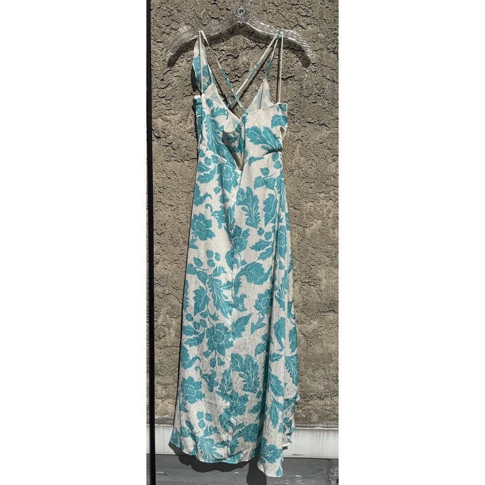 Mango Turquoise and White Print Ruffle Jacky Dress Size 6 - Picture 2 of 5